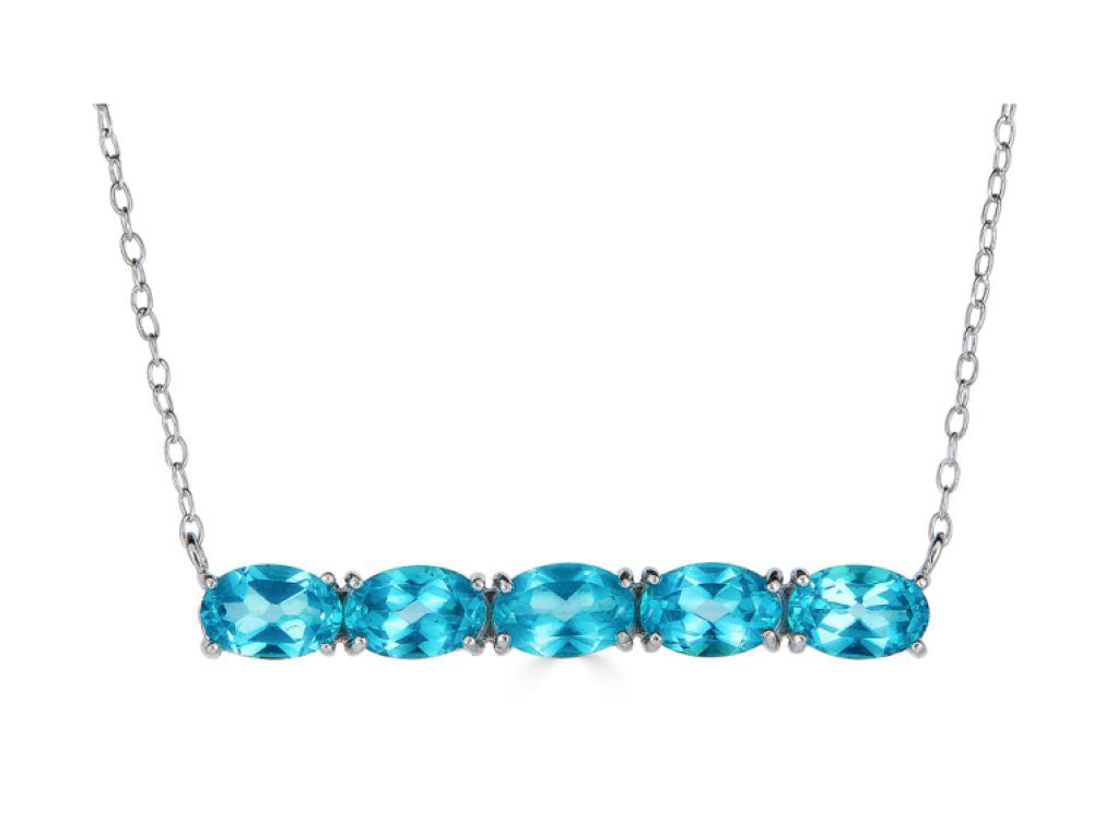 FJC Finejewelers Sterling Silver Necklace Pendant with 5 Oval Coated Paraiba Topaz Stones