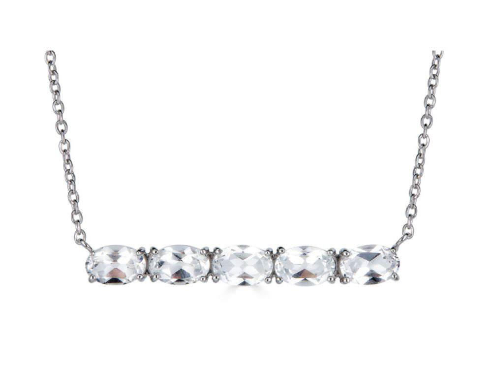 FJC Finejewelers Sterling Silver Necklace Pendant with 5 Oval White Topaz Stones