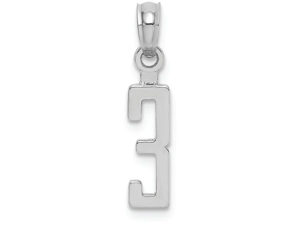 FJC Finejewelers 14k White Gold number 3 block Style Charm