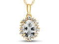 FJC Finejewelers 10k Yellow Gold Oval Aquamarine with White Topaz accent stones Halo Pendant Necklace