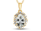 FJC Finejewelers 10k Yellow Gold Oval Aquamarine with White Topaz accent stones Halo Pendant Necklace