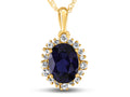 FJC Finejewelers 10k Yellow Gold Oval Created Blue Sapphire with White Topaz accent stones Halo Pendant Necklace