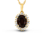 FJC Finejewelers 10k Yellow Gold Oval Garnet with White Topaz accent stones Halo Pendant Necklace