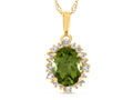 FJC Finejewelers 10k Yellow Gold Oval Peridot with White Topaz accent stones Halo Pendant Necklace