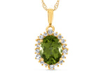 FJC Finejewelers 10k Yellow Gold Oval Peridot with White Topaz accent stones Halo Pendant Necklace