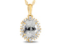 FJC Finejewelers 10k Yellow Gold Oval White Topaz with White Topaz accent stones Halo Pendant Necklace