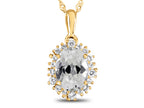 FJC Finejewelers 10k Yellow Gold Oval White Topaz with White Topaz accent stones Halo Pendant Necklace