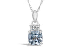 FJC Finejewelers 10k White Gold 7mm Cushion-Cut Aquamarine Pendant Necklace