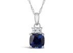 FJC Finejewelers 10k White Gold 7mm Cushion-Cut Created Blue Sapphire with White Topaz Pendant Necklace