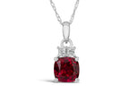 FJC Finejewelers 10k White Gold 7mm Cushion-Cut Created Ruby Pendant Necklace