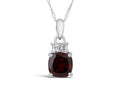 FJC Finejewelers 10k White Gold 7mm Cushion-Cut Garnet Pendant Necklace