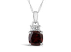 FJC Finejewelers 10k White Gold 7mm Cushion-Cut Garnet Pendant Necklace