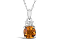 FJC Finejewelers 10k White Gold 7mm Cushion-Cut Citrine with White Topaz Accents Pendant Necklace