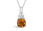 FJC Finejewelers 10k White Gold 7mm Cushion-Cut Citrine with White Topaz Accents Pendant Necklace