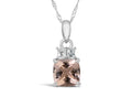 FJC Finejewelers 10k White Gold 7mm Cushion-Cut Morganite Pendant Necklace