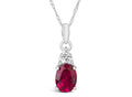 FJC Finejewelers 10k White Gold 8x6mm Oval Created Ruby Pendant Necklace