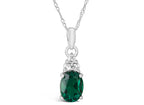 FJC Finejewelers 10k White Gold 8x6mm Oval Created Emerald Pendant Necklace
