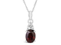 FJC Finejewelers 10k White Gold 8x6mm Oval Garnet Pendant Necklace