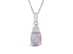 FJC Finejewelers 10k White Gold 8x6mm Oval Created Opal Pendant Necklace