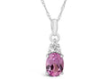 FJC Finejewelers 10k White Gold 8x6mm Oval Created Pink Sapphire Pendant Necklace