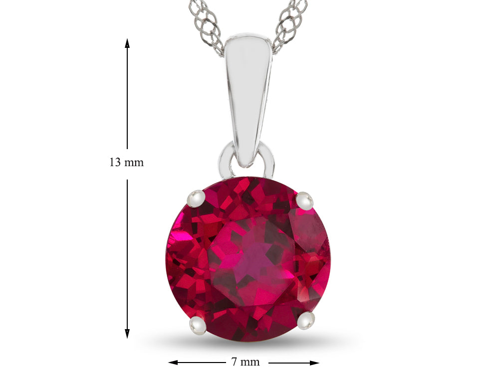 FJC Finejewelers 10k White Gold 7mm Round Created Ruby Pendant Necklace