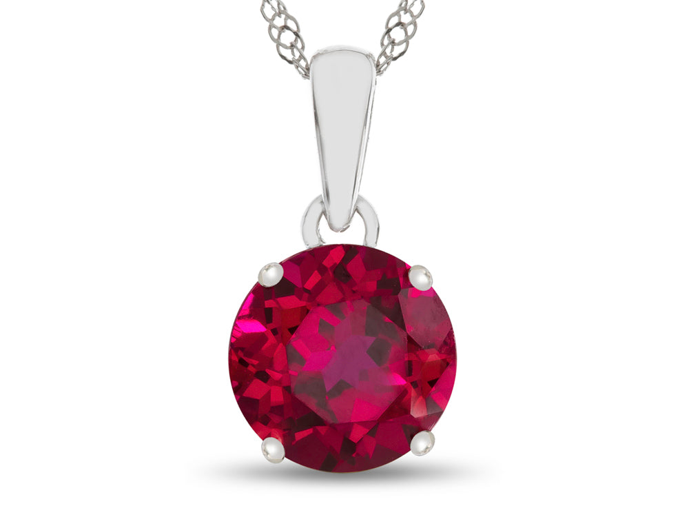 FJC Finejewelers 10k White Gold 7mm Round Created Ruby Pendant Necklace