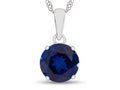 FJC Finejewelers 10k White Gold 7mm Round Created Blue Sapphire Pendant Necklace