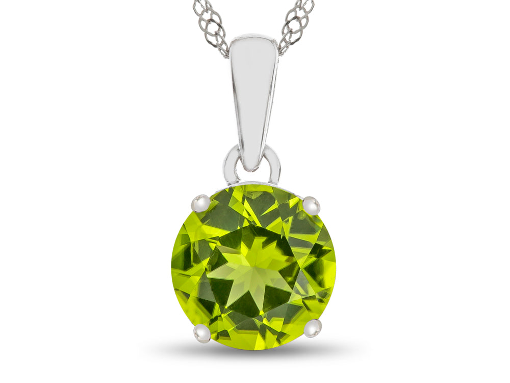 FJC Finejewelers 10k White Gold 7mm Round Peridot Pendant Necklace