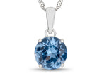 FJC Finejewelers 10k White Gold 7mm Round Simulated Aquamarine Pendant Necklace