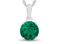 FJC Finejewelers 10k White Gold 7mm Round Simulated Emerald Pendant Necklace