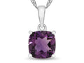 FJC Finejewelers 10k White Gold 7mm Cushion-Cut Amethyst Pendant Necklace