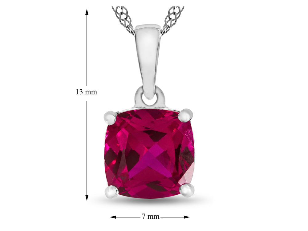 FJC Finejewelers 10k White Gold 7mm Cushion-Cut Created Ruby Pendant Necklace