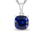 FJC Finejewelers 10k White Gold 7mm Cushion-Cut Created Blue Sapphire Pendant Necklace
