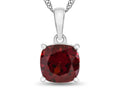 FJC Finejewelers 10k White Gold 7mm Cushion-Cut Garnet Pendant Necklace