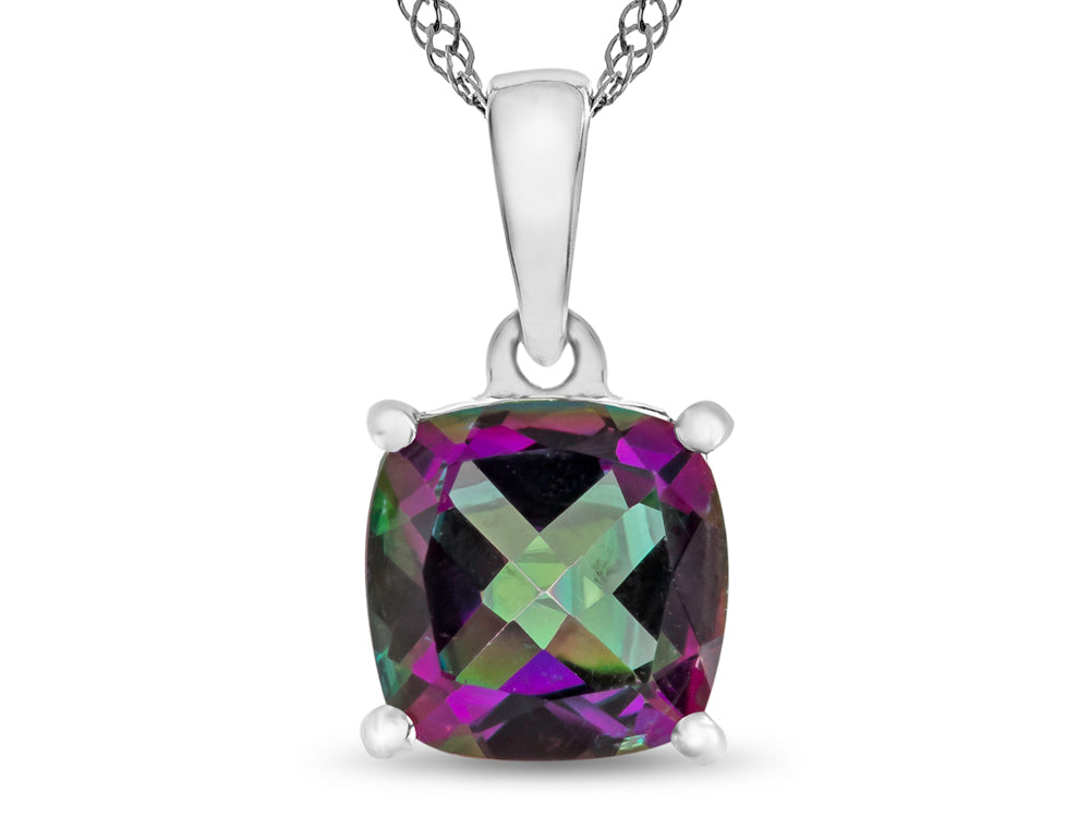 FJC Finejewelers 10k White Gold 7mm Cushion-Cut Mystic Topaz Pendant Necklace