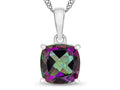 FJC Finejewelers 10k White Gold 7mm Cushion-Cut Mystic Topaz Pendant Necklace