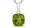FJC Finejewelers 10k White Gold 7mm Cushion-Cut Peridot Pendant Necklace