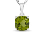 FJC Finejewelers 10k White Gold 7mm Cushion-Cut Peridot Pendant Necklace