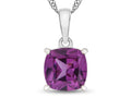 FJC Finejewelers 10k White Gold 7mm Cushion-Cut Simulated Alexandrite Pendant Necklace
