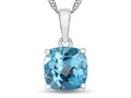 FJC Finejewelers 10k White Gold 7mm Cushion-Cut Swiss Blue Topaz Pendant Necklace