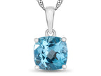 FJC Finejewelers 10k White Gold 7mm Cushion-Cut Swiss Blue Topaz Pendant Necklace