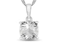 FJC Finejewelers 10k White Gold 7mm Cushion-Cut White Topaz Pendant Necklace