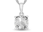 FJC Finejewelers 10k White Gold 7mm Cushion-Cut White Topaz Pendant Necklace