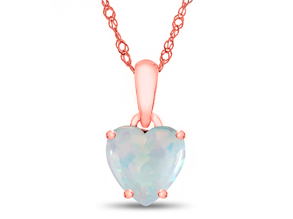 FJC Finejewelers 10k Rose Gold 7mm Heart Shaped Created Opal Pendant Necklace