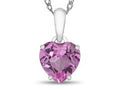 FJC Finejewelers 10k White Gold 7mm Heart Shaped Created Pink Sapphire Pendant Necklace