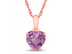 FJC Finejewelers 10k Rose Gold 7mm Heart Shaped Created Pink Sapphire Pendant Necklace