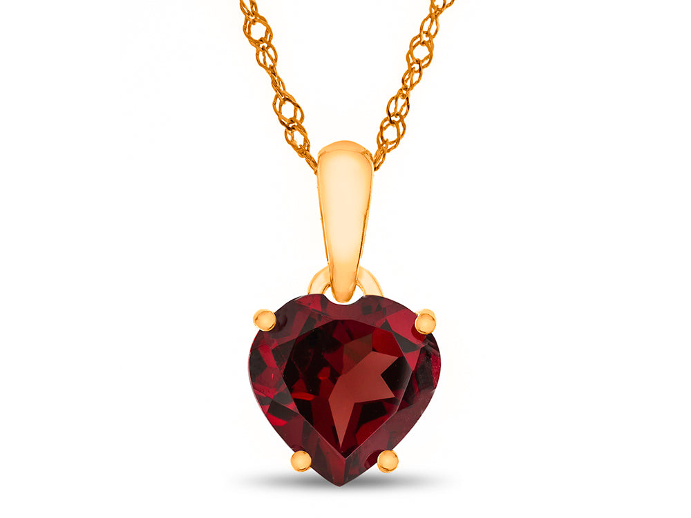 FJC Finejewelers 10k Yellow Gold 7mm Heart Shaped Garnet Pendant Necklace