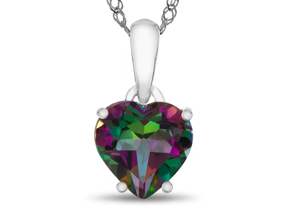 FJC Finejewelers 10k White Gold 7mm Heart Shaped Mystic Topaz Pendant Necklace