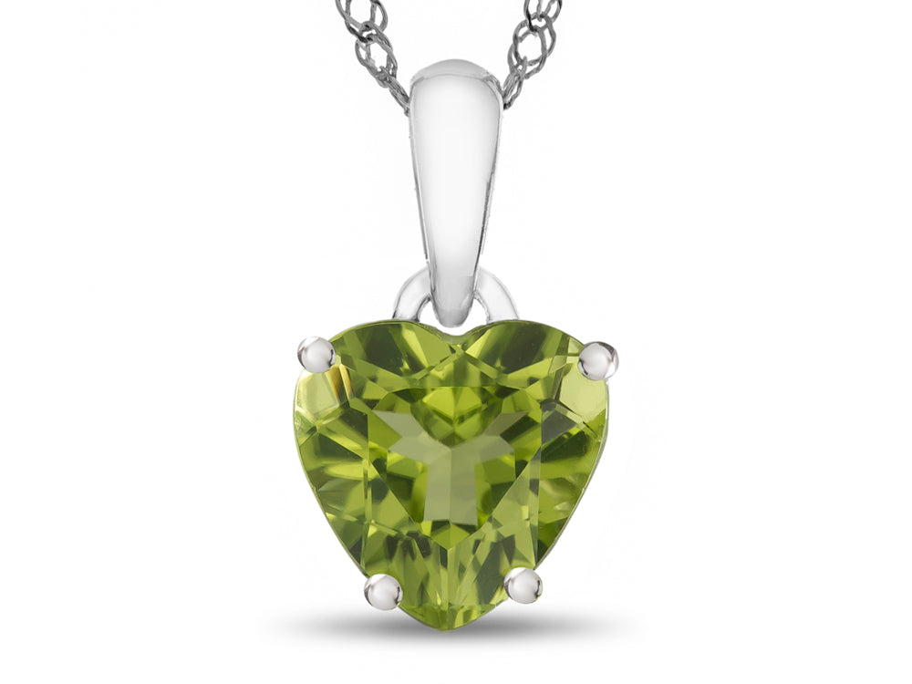FJC Finejewelers 10k White Gold 7mm Heart Shaped Peridot Pendant Necklace