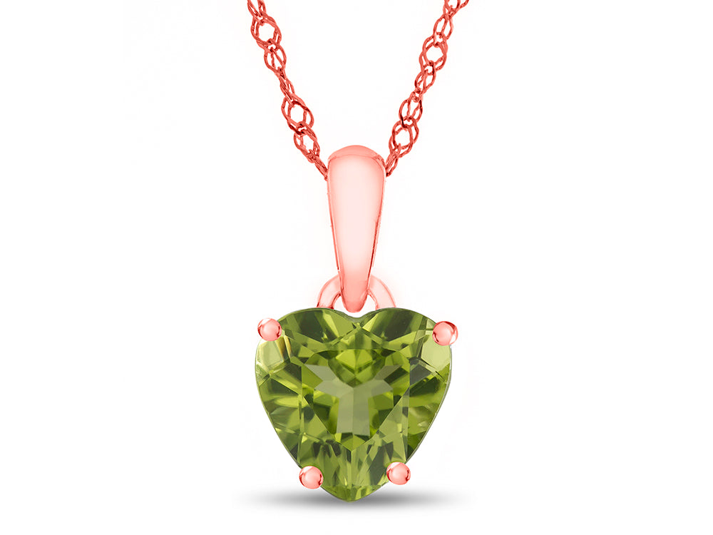 FJC Finejewelers 10k Rose Gold 7mm Heart Shaped Peridot Pendant Necklace